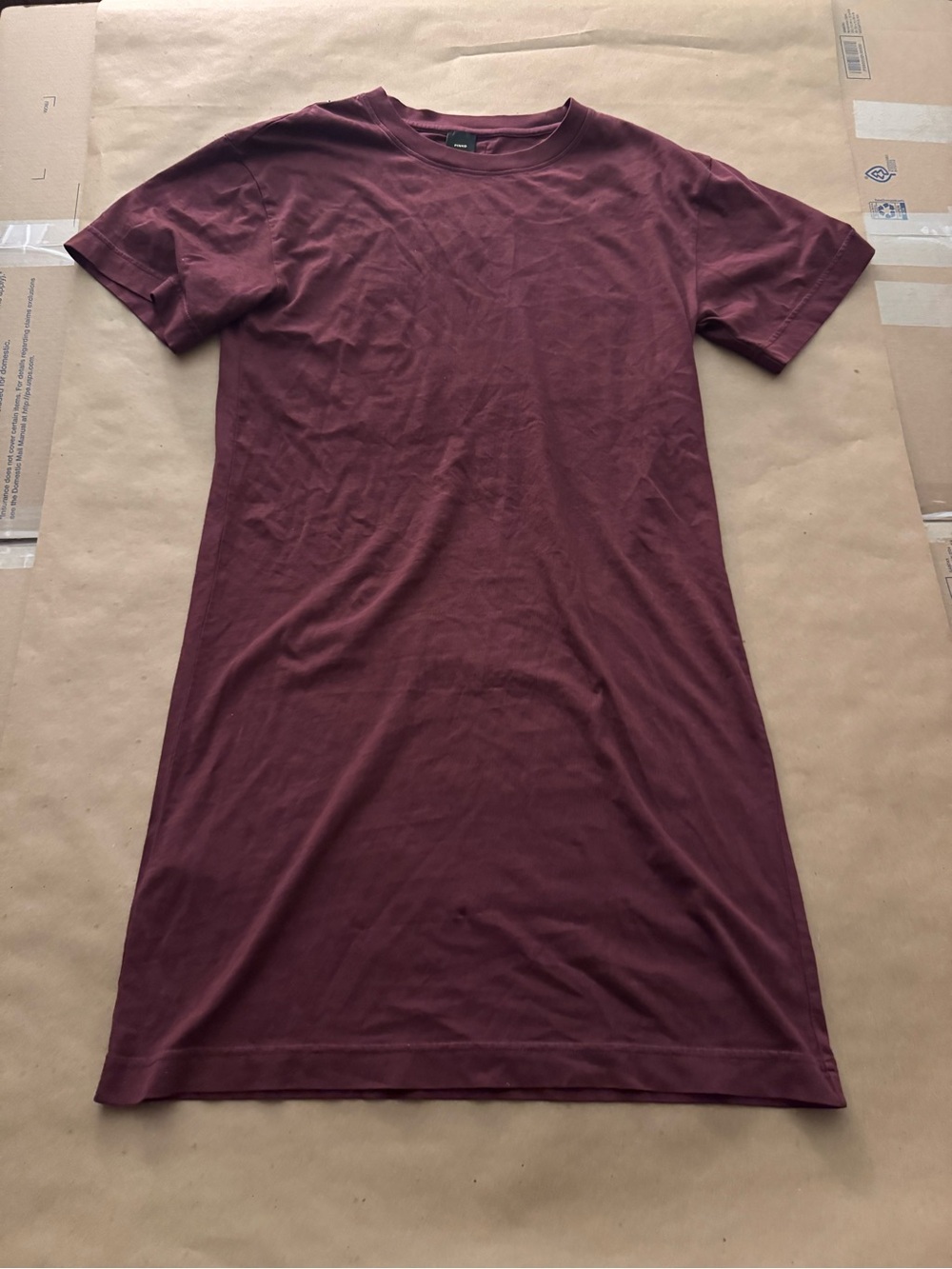 Pinko Burgundy Midi T-Shirt Dress Size Small Cotton Luxury Designer